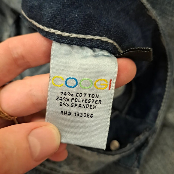 COOGI Medium Wash Bejeweled American Flag Embroidered Y2K Denim Shorts Size 16W - Picture 6 of 10